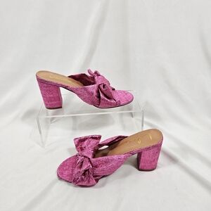 Lulus Dorothea Heeled Bow Sandals In Pink - Size 7